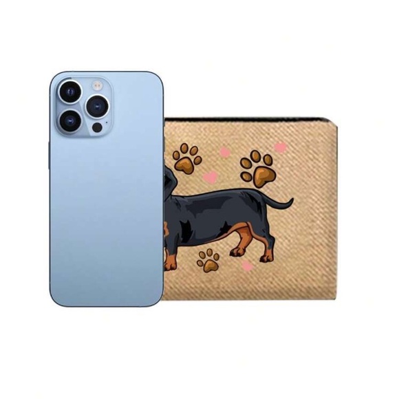 NWOT Dachshund Print Dog Tote Bag Set - Black and Tan - Picture 4 of 5